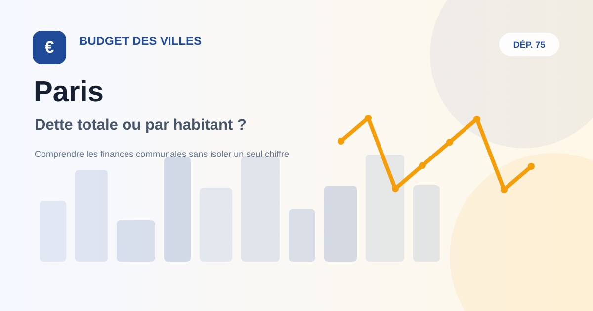 Illustration éditoriale comparant la dette totale et la dette par habitant de Paris